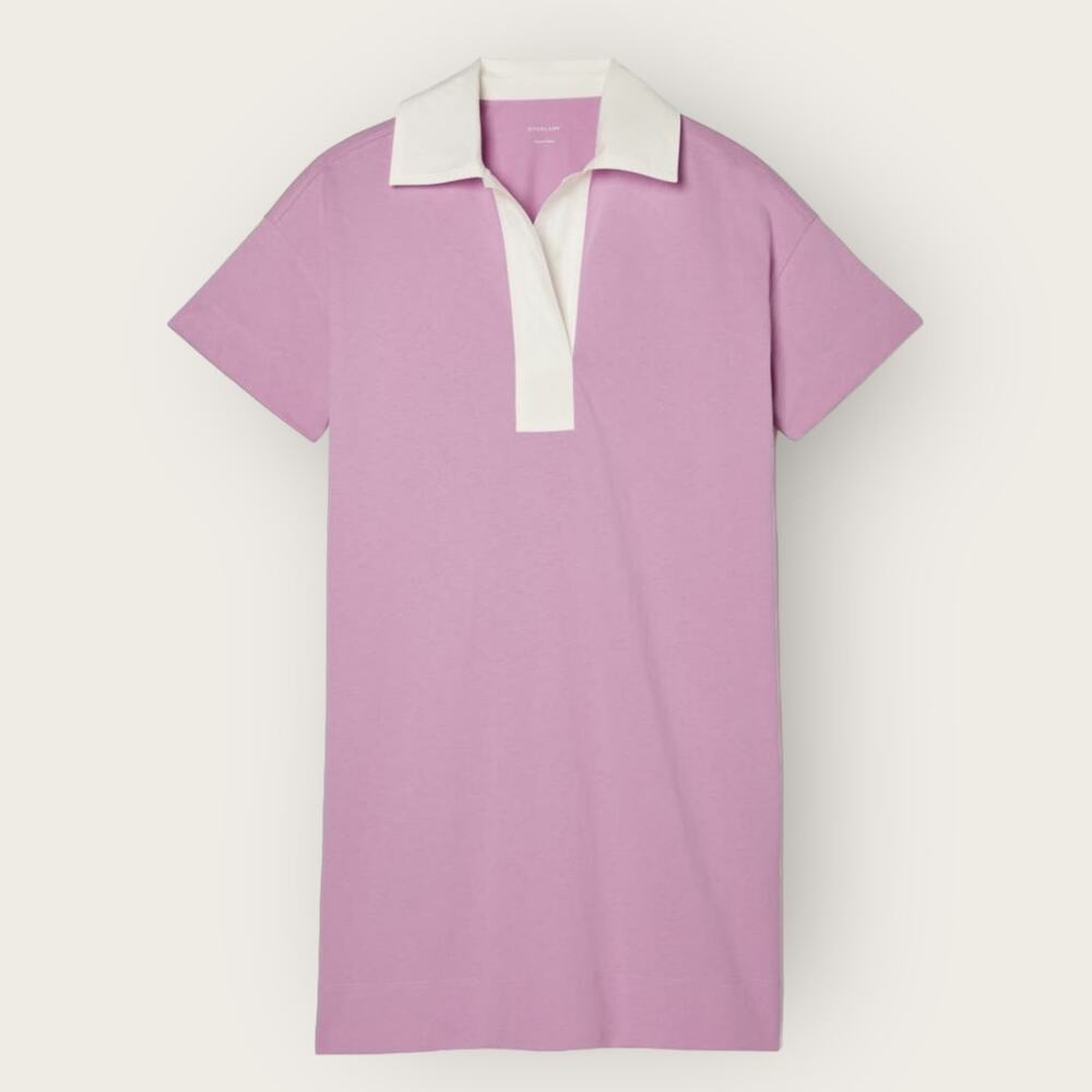 Everlane Organic Cotton Polo Dress | Small Mauve Short Sleeve Sustainable Preppy - Picture 9 of 9